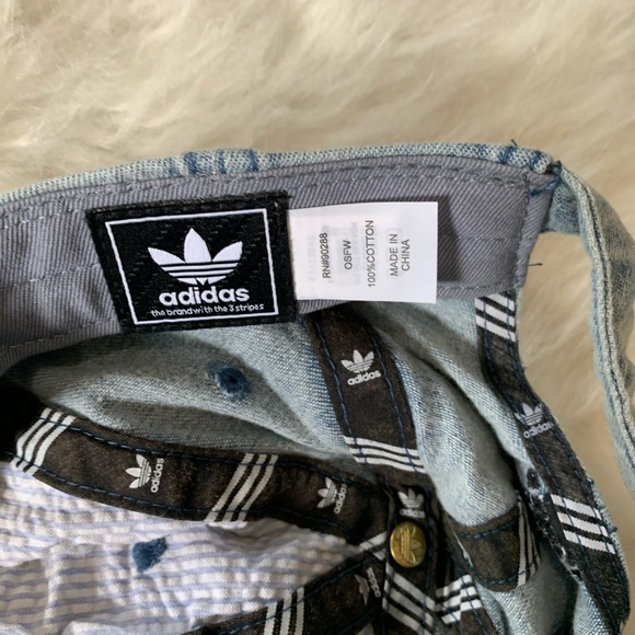 SOLD Adidas Fit Baseball Hat Denim Chambray Tre - Picture 3 of 5